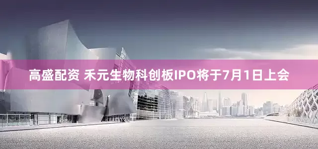 高盛配资 禾元生物科创板IPO将于7月1日上会