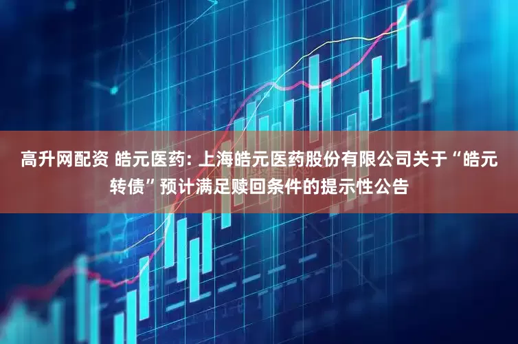 高升网配资 皓元医药: 上海皓元医药股份有限公司关于“皓元转债”预计满足赎回条件的提示性公告