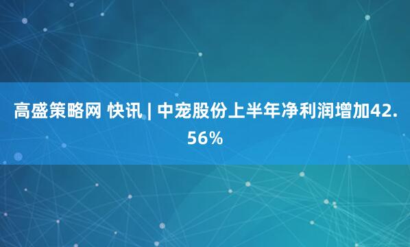 高盛策略网 快讯 | 中宠股份上半年净利润增加42.56%